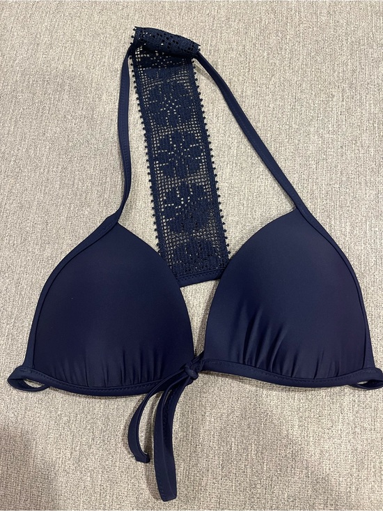aerie Other - Aerie Navy Crochet-Back Halter Bikini Top - Women Swim